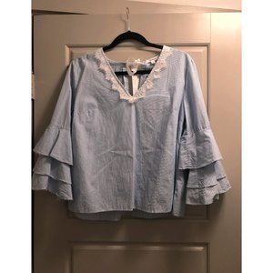 Takara striped ruffle sleeve blouse